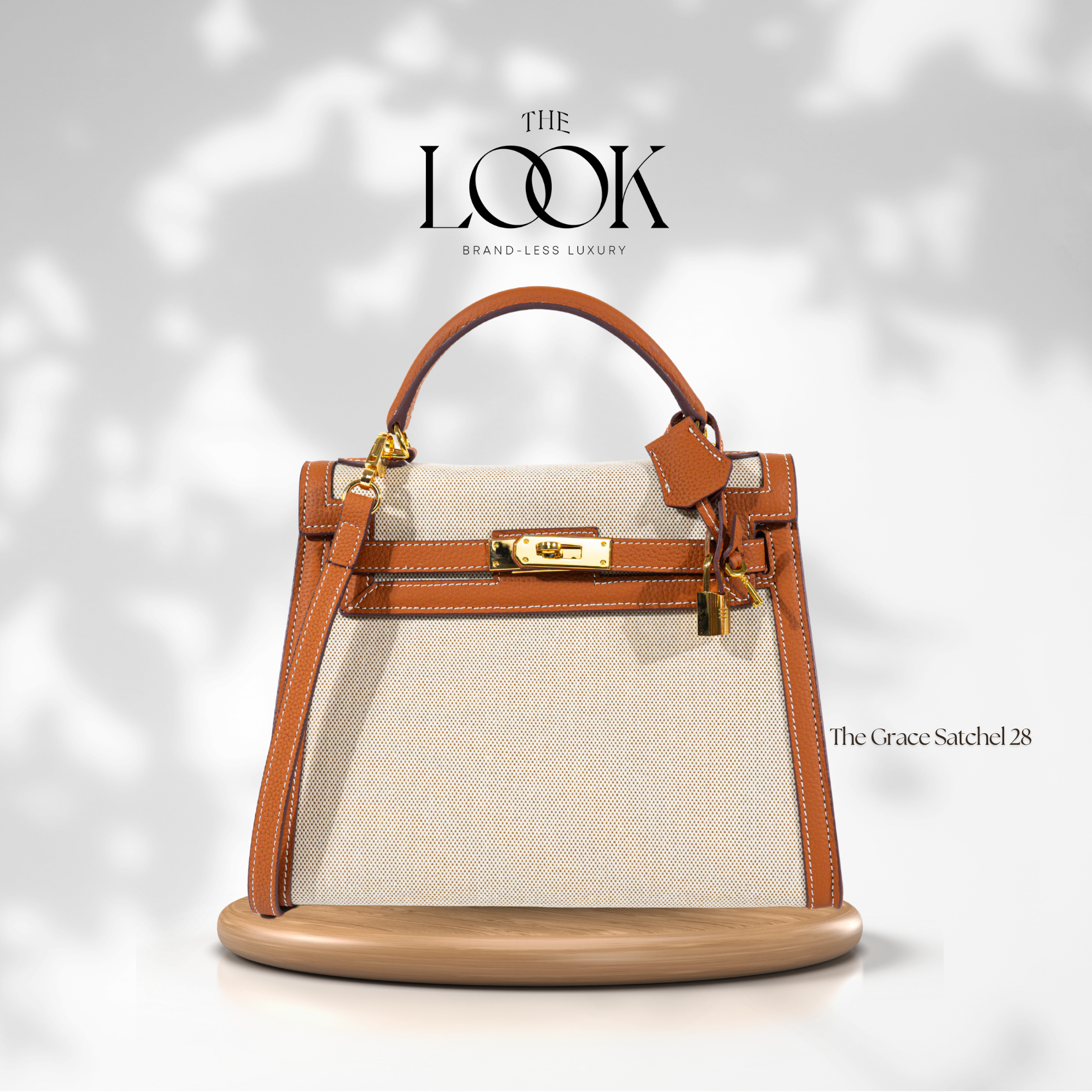 The Grace 28 Satchel in Pebbled Leather & Canvas Dual Tone by The Look