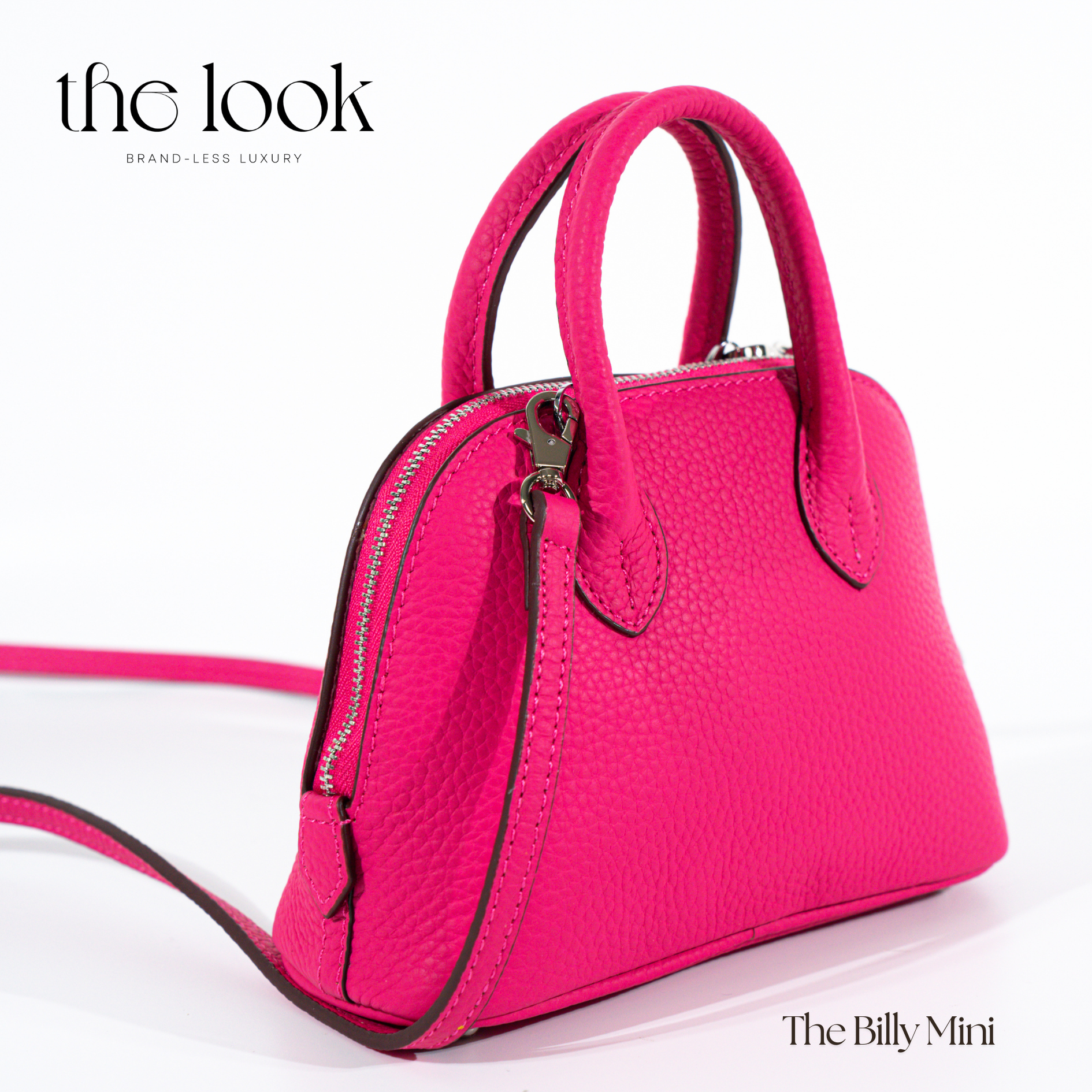 The Mini Billy Dome Crossbody in Hot Pink by The Look
