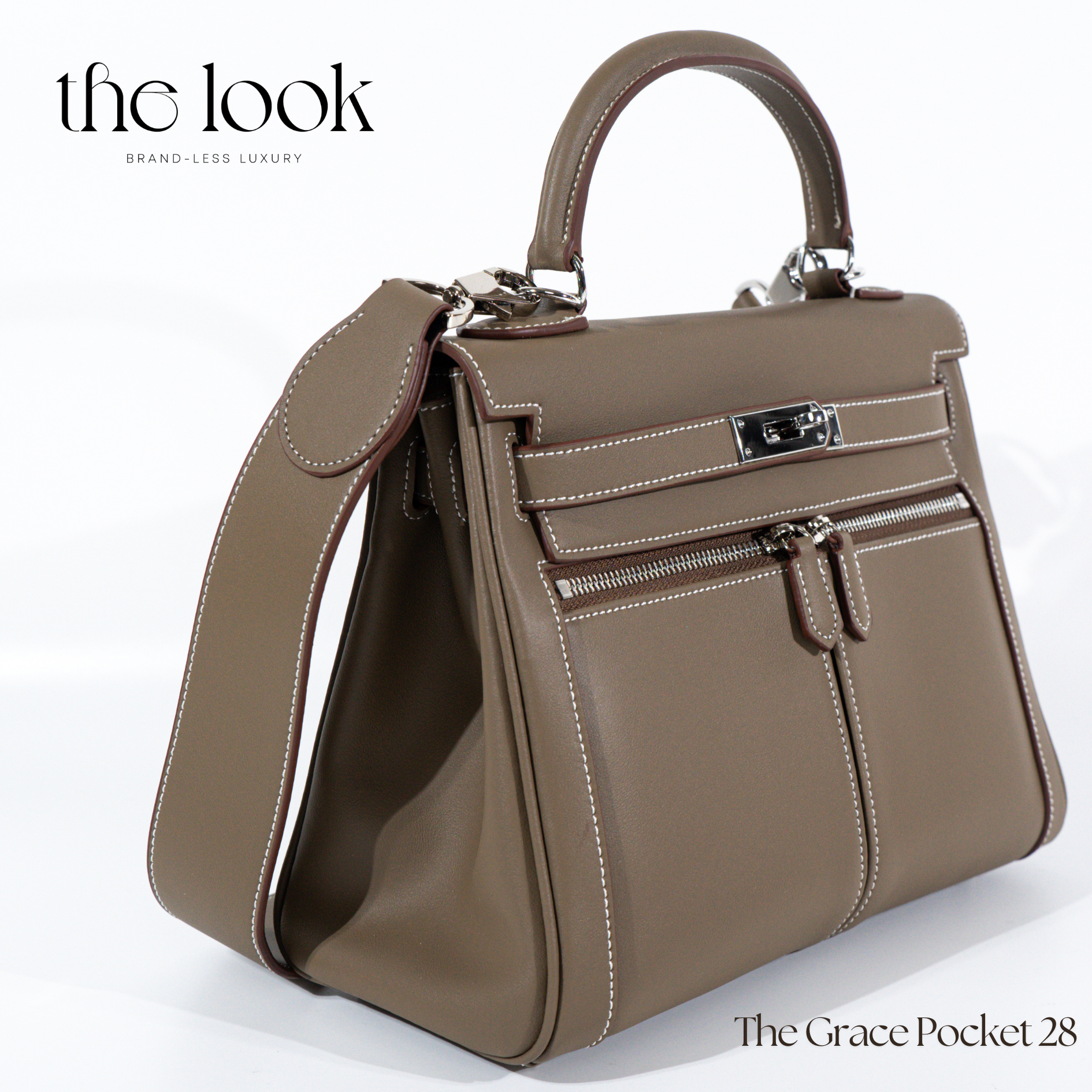 The Grace 28 Pocket Swift Leather Etoupe SHW by The Look
