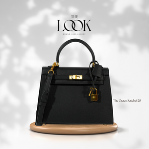 The Grace 28 Satchel Epsom Leather in Noir GHW by The Look