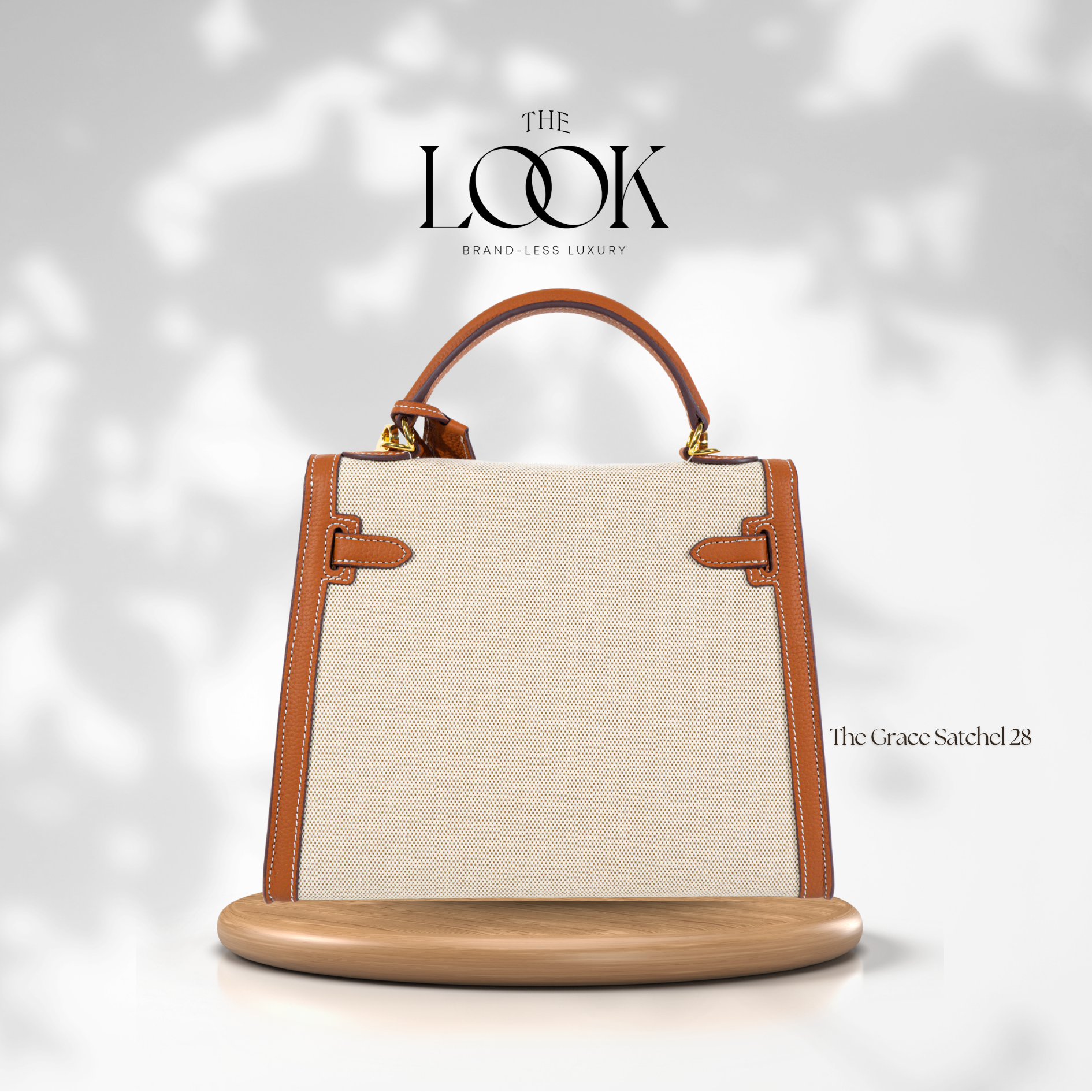 The Grace 28 Satchel in Pebbled Leather & Canvas Dual Tone by The Look