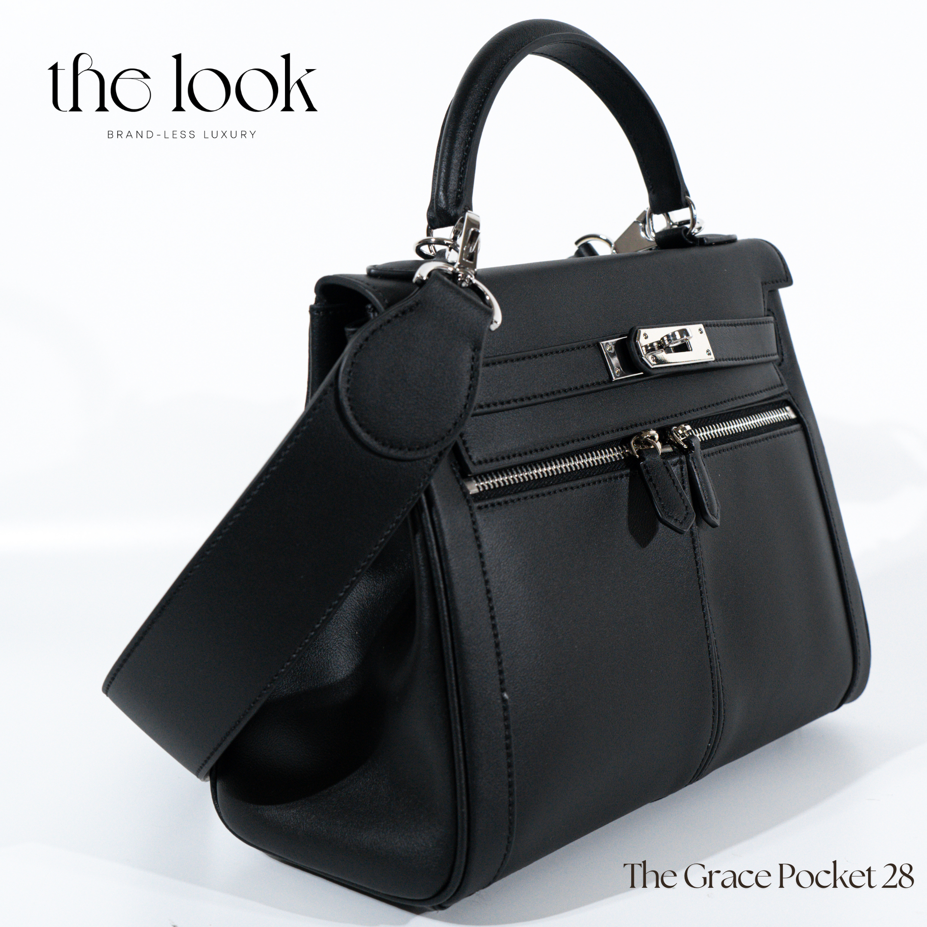 The Grace 28 Pocket Swift Leather in Noir SHW by The Look
