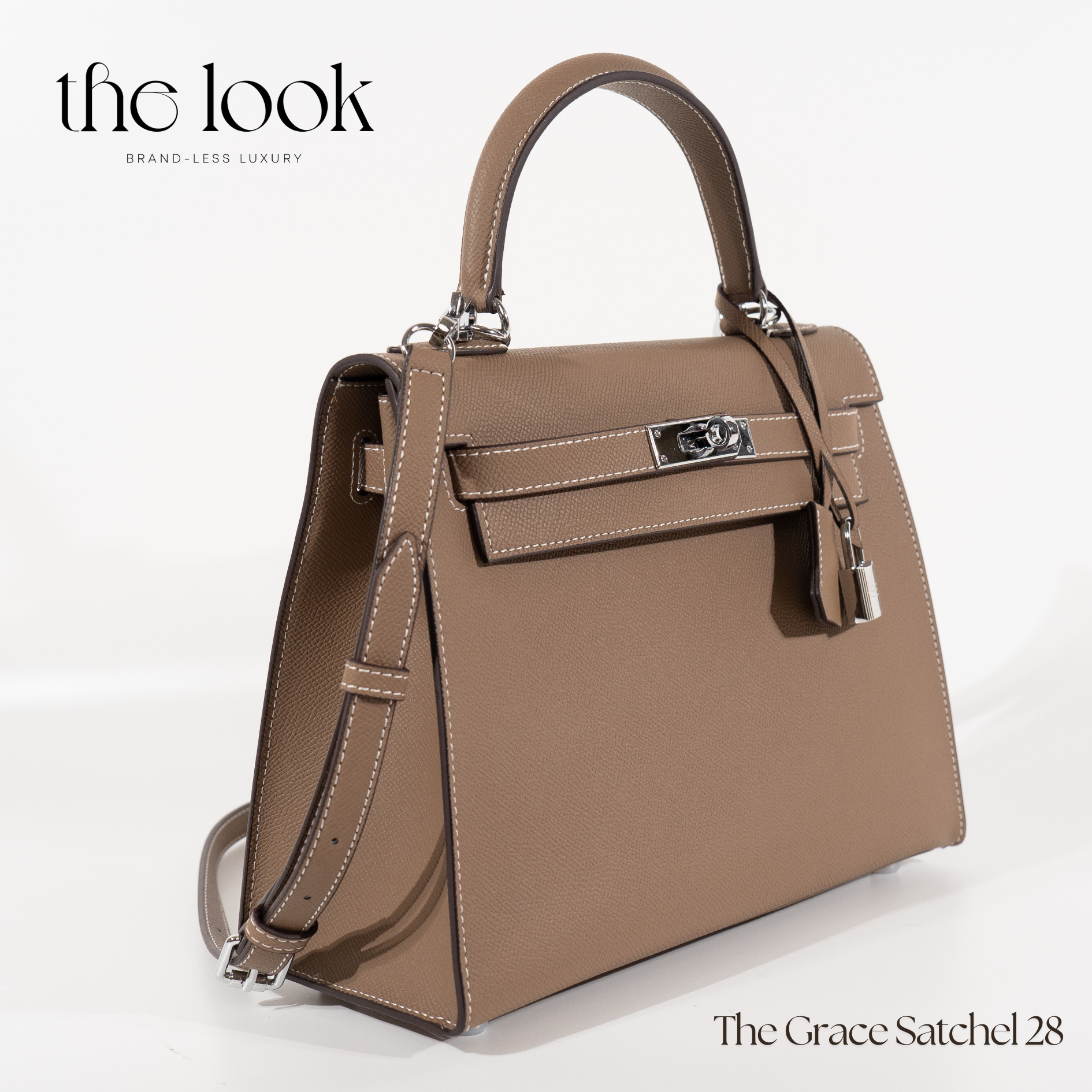 The Grace 28 Satchel Epsom Leather in Etoupe SHW by The Look