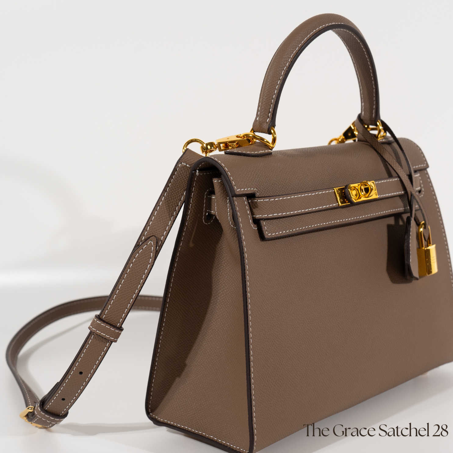 The Grace 28 Satchel Epsom Leather in Etoupe GHW by The Look