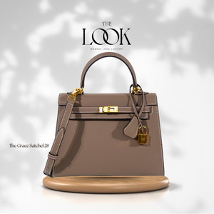 The Grace 28 Satchel Epsom Leather in Etoupe GHW by The Look