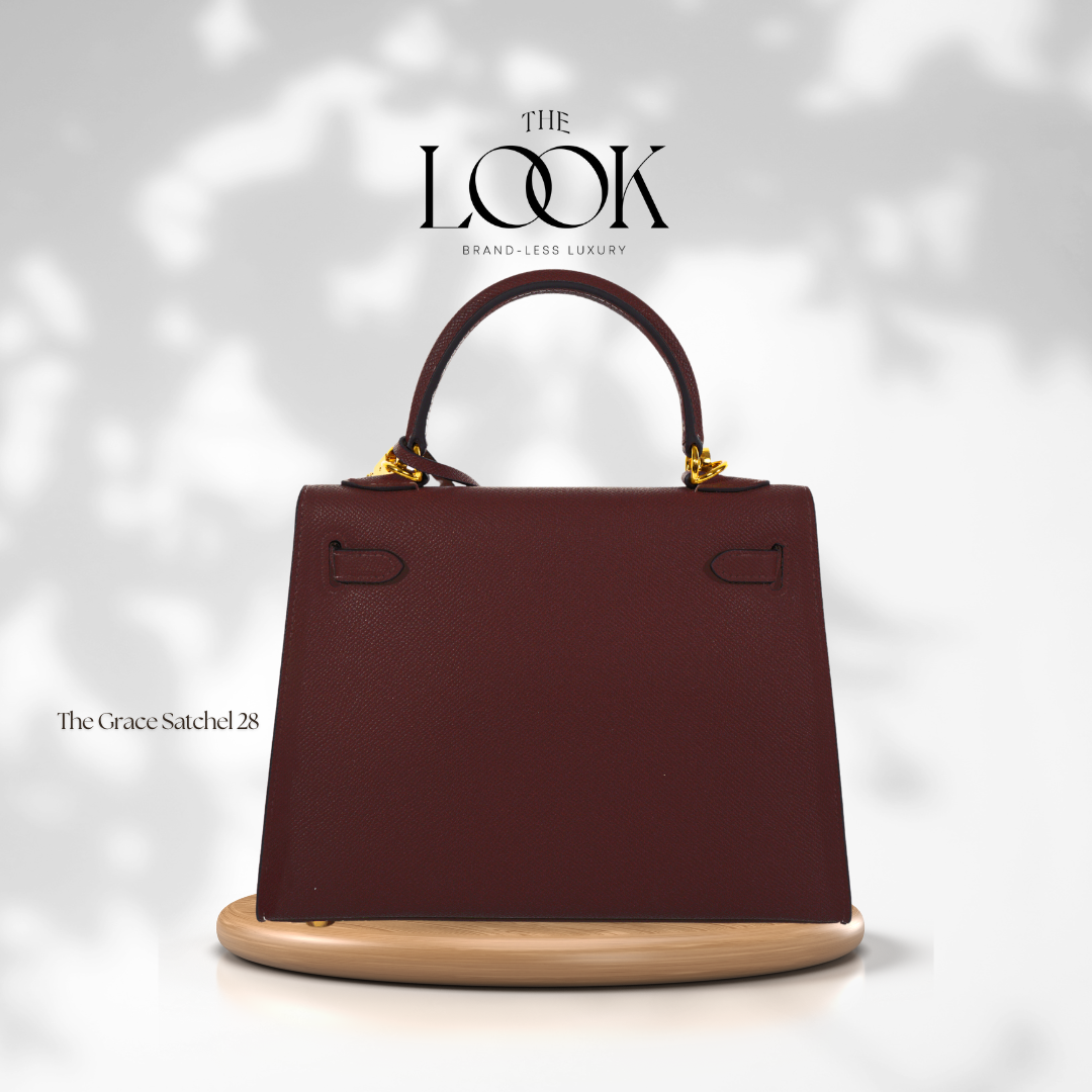 The Grace 28 Satchel Epsom Leather in Burgundy GHW by The Look