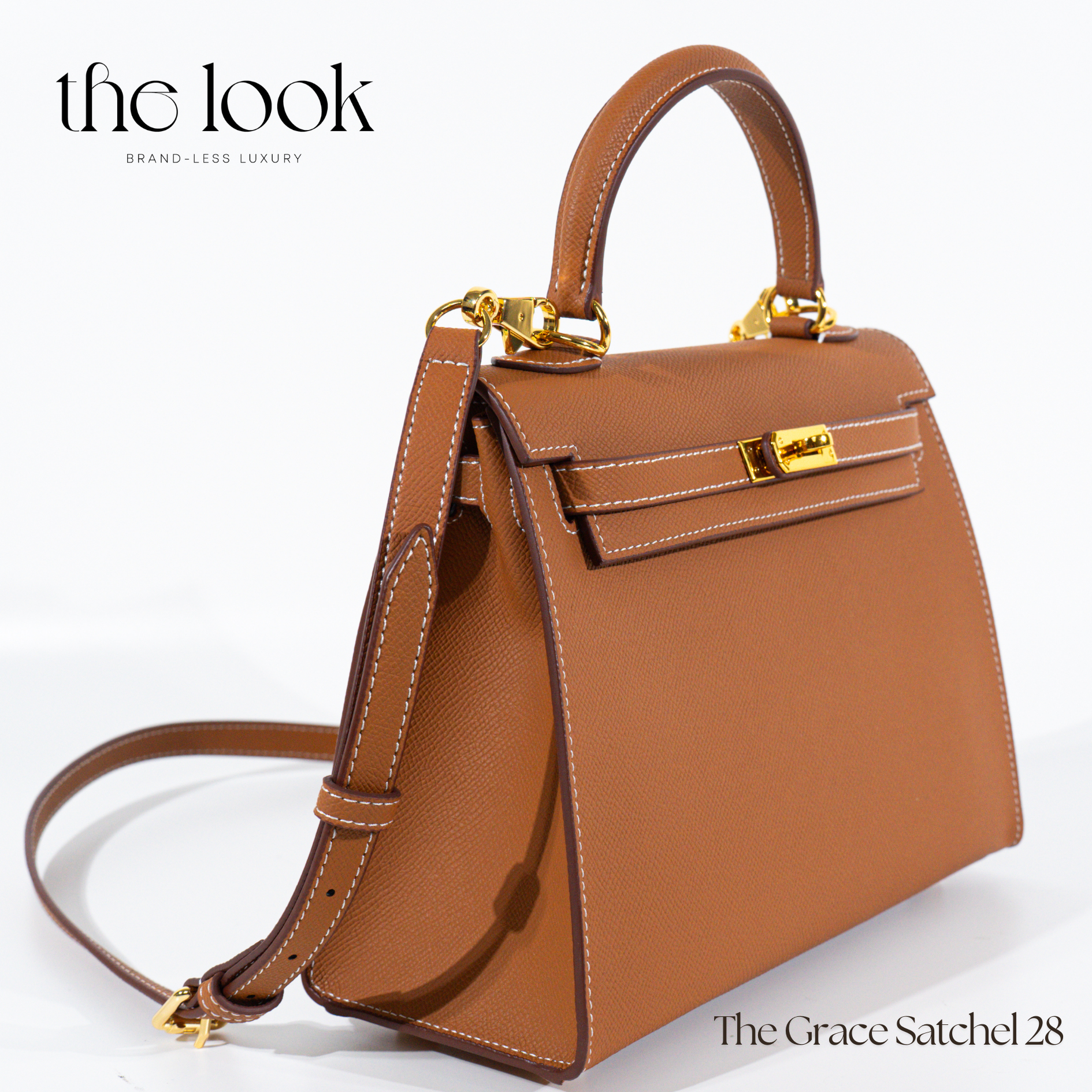 The Grace 28 Satchel Epsom Leather in Gold Tan GHW by The Look