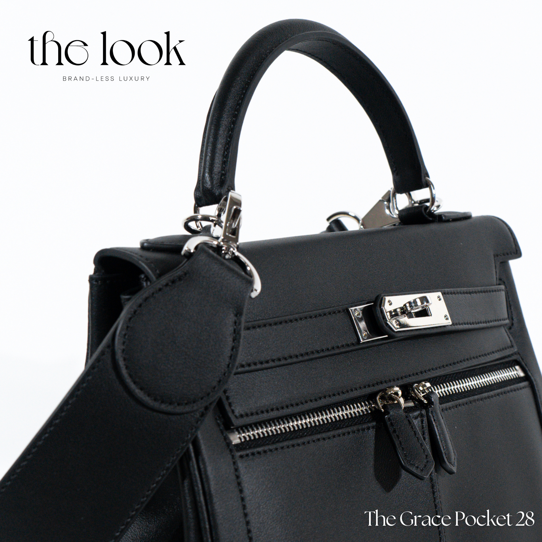 The Grace 28 Pocket Swift Leather in Noir SHW by The Look
