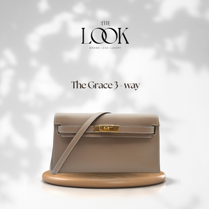 The Grace Three-Way Chèvre Leather in Etoupe by The Look